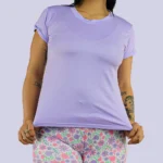 Pijama Corta con blusa morada con manga