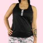 Pijama Corta con blusa negra con manga sisa