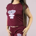 Pijama Short Unicolor Vino