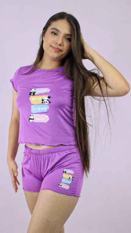 Pijama Short Unicolor Violeta