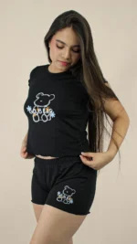 Pijama Short Unicolor Negra