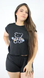 Pijama Short Unicolor Negra